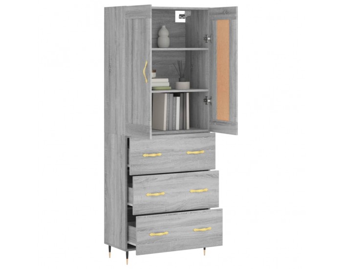 Sonata Dulap înalt, gri sonoma, 69,5x34x180 cm, lemn compozit