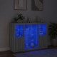 Sonata H Сайдборди с LED осветление, 3 бр, сив сонома, инженерно дърво