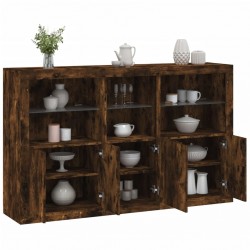 Sonata H Сайдборд с LED светлини, oпушен дъб, 162x37x100 см - Corpuri, vitrine, biblioteci modulare