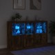 Sonata H Сайдборд с LED светлини, oпушен дъб, 162x37x100 см