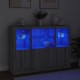 Sonata H Сайдборди с LED осветление, 3 бр, сив сонома, инженерно дърво
