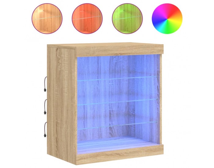 Sonata H Сайдборд с LED светлини, сонома дъб, 60,5x37x67 см