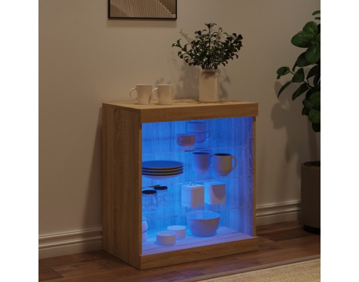 Sonata H Сайдборд с LED светлини, сонома дъб, 60,5x37x67 см