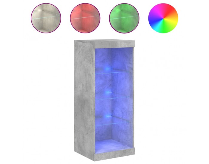 Sonata H Сайдборд с LED светлини, бетонно сив, 41x37x100 см