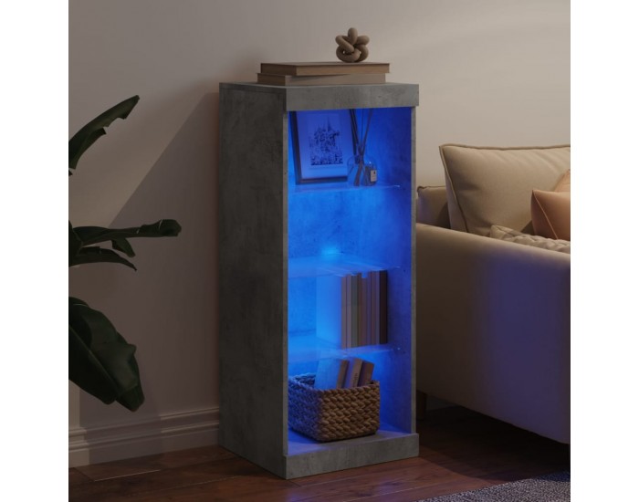 Sonata H Сайдборд с LED светлини, бетонно сив, 41x37x100 см