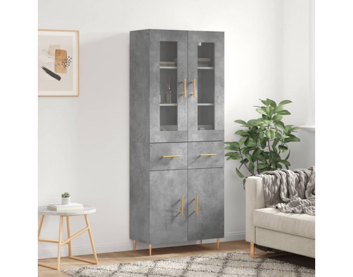 Sonata H Висок шкаф, бетонно сив, 69,5x34x180 см, инженерно дърво