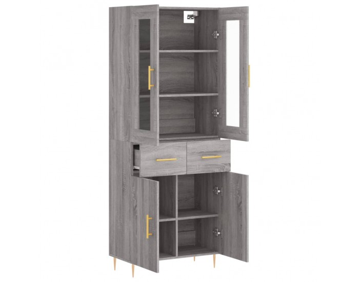 Sonata Dulap înalt, gri sonoma, 69,5x34x180 cm, lemn compozit