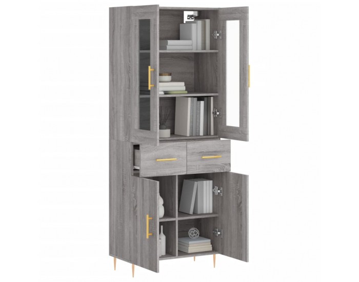 Sonata Dulap înalt, gri sonoma, 69,5x34x180 cm, lemn compozit