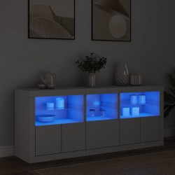 Sonata H Сайдборд с LED светлини, бял, 162x37x67 см - Corpuri, vitrine, biblioteci modulare