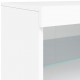 Sonata H Сайдборд с LED светлини, бял, 162x37x67 см