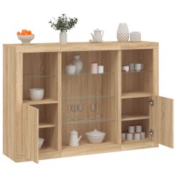 Sonata H Сайдборди с LED осветление, 3 бр, дъб сонома, инженерно дърво - Corpuri, vitrine, biblioteci modulare