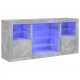 Sonata H Сайдборд с LED светлини, бетонно сив, 142,5x37x67 см