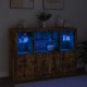 Sonata H Сайдборди с LED осветление, 3 бр, опушен дъб, инженерно дърво