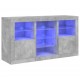 Sonata H Сайдборд с LED светлини, бетонно сив, 123x37x67 см