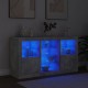 Sonata H Сайдборд с LED светлини, бетонно сив, 123x37x67 см
