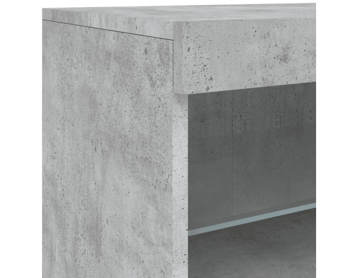 Sonata H Сайдборд с LED светлини, бетонно сив, 123x37x67 см