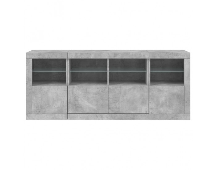 Sonata H Сайдборд с LED светлини, бетонно сив, 163x37x67 см