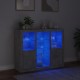 Sonata H Сайдборди с LED осветление, 3 бр, бетонно сив, инженерно дърво