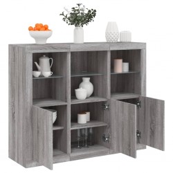 Sonata H Сайдборди с LED осветление, 3 бр, сив сонома, инженерно дърво - Corpuri, vitrine, biblioteci modulare