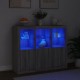 Sonata H Сайдборди с LED осветление, 3 бр, сив сонома, инженерно дърво