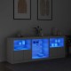 Sonata H Сайдборд с LED светлини, бял, 181,5x37x67 см