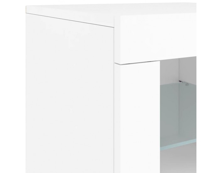 Sonata H Сайдборд с LED светлини, бял, 181,5x37x67 см