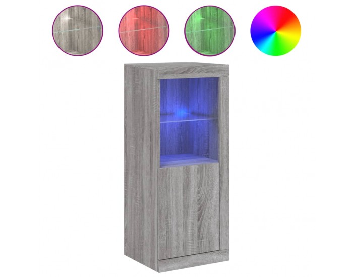 Sonata H Сайдборд с LED светлини, сив сонома, 41x37x100 см
