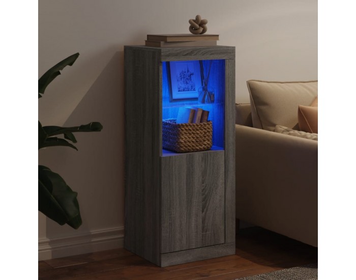 Sonata H Сайдборд с LED светлини, сив сонома, 41x37x100 см