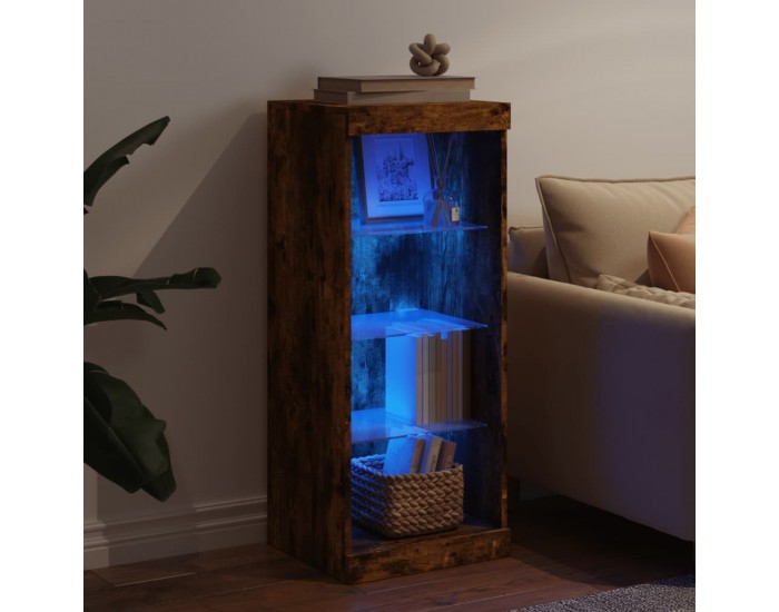 Sonata H Сайдборд с LED светлини, oпушен дъб, 41x37x100 см