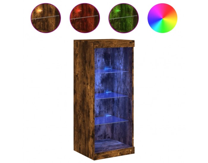 Sonata H Сайдборд с LED светлини, oпушен дъб, 41x37x100 см
