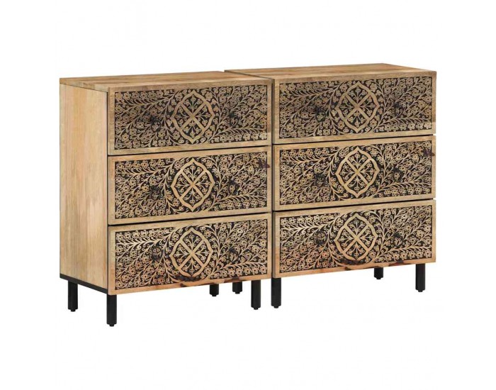 Sonata H Странични шкафове 2 бр 60x33x75 см манго масивно дърво
