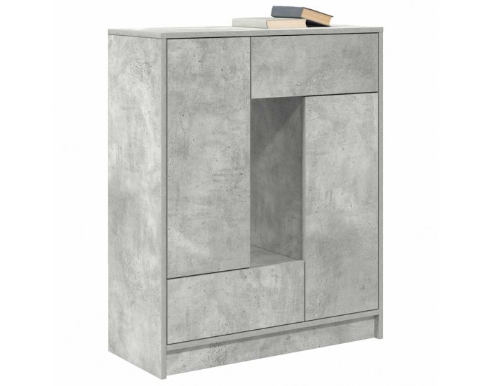 Sonata H Бюфет с чекмеджета и вратички, бетонно сив, 73x31x90 см