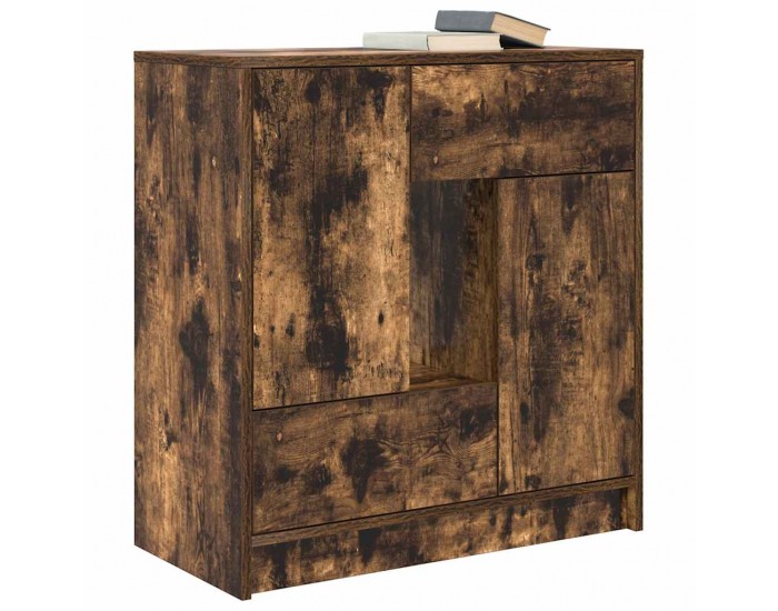 Sonata H Бюфет с чекмеджета и вратички, опушен дъб, 70,5x34x74,5 см