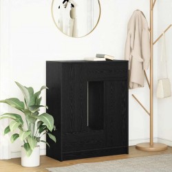 Sonata H Бюфет с чекмеджета и вратички, черно и дъб, 73x31x90 см - Living