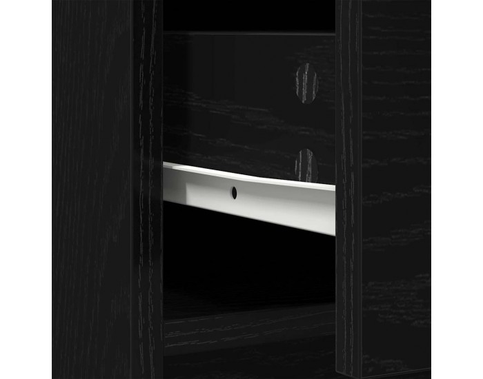 Sonata H Бюфет с чекмеджета и вратички, черно и дъб, 73x31x90 см