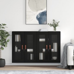 Sonata H Стенни шкафове, 2 бр, черни, инженерно дърво - Corpuri, vitrine, biblioteci modulare