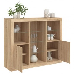 Sonata H Сайдборди с LED осветление, 3 бр, дъб сонома, инженерно дърво - Corpuri, vitrine, biblioteci modulare