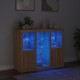 Sonata H Сайдборди с LED осветление, 3 бр, дъб сонома, инженерно дърво