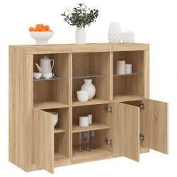 Sonata H Сайдборди с LED осветление, 3 бр, дъб сонома, инженерно дърво - Corpuri, vitrine, biblioteci modulare