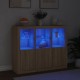Sonata H Сайдборди с LED осветление, 3 бр, дъб сонома, инженерно дърво