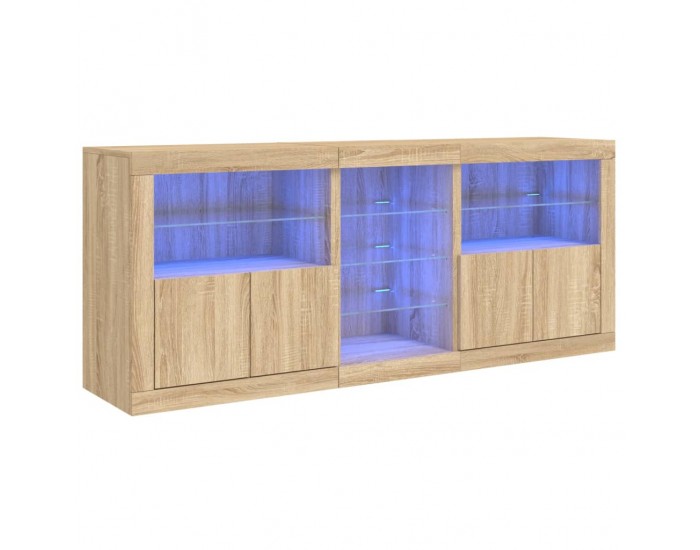 Sonata H Сайдборд с LED светлини, сонома дъб, 181,5x37x67 см