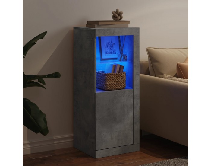 Sonata H Сайдборд с LED светлини, бетонно сив, 41x37x100 см