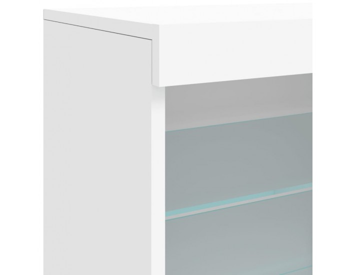 Sonata H Сайдборд с LED светлини, бял, 60,5x37x67 см