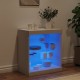 Sonata H Сайдборд с LED светлини, бял, 60,5x37x67 см