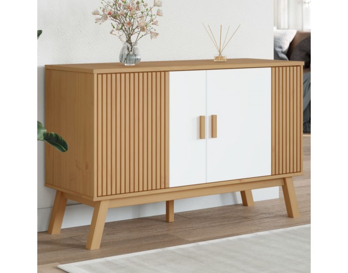 Sonata H Сайдборд OLDEN, бяло и кафяво, 114x43x73,5 см, бор масив