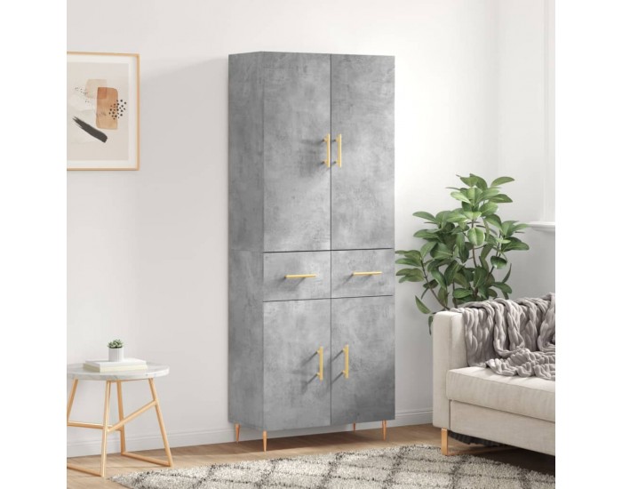 Sonata H Висок шкаф, бетонно сив, 69,5x34x180 см, инженерно дърво