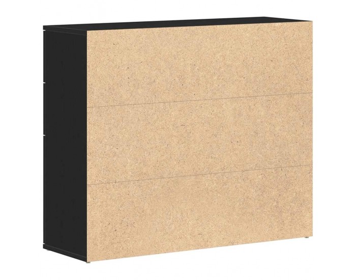 Sonata H Сайдборд, черно и дъб, 91x29,5x75 см, инженерно дърво