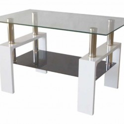 Холна маса MDF 605 100/60/60h бялa с черно долно стъкло - Măsuțe de living