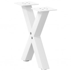 Sonata H Крака за масичка за кафе, X-образни, 2 бр., бели, 30 x (30-31) см, стомана - Piese pentru mese