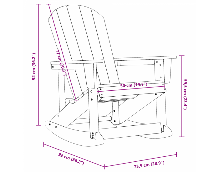 Sonata H Adirondack люлеещ стол Черен 73.5x92x90 см HDPE
